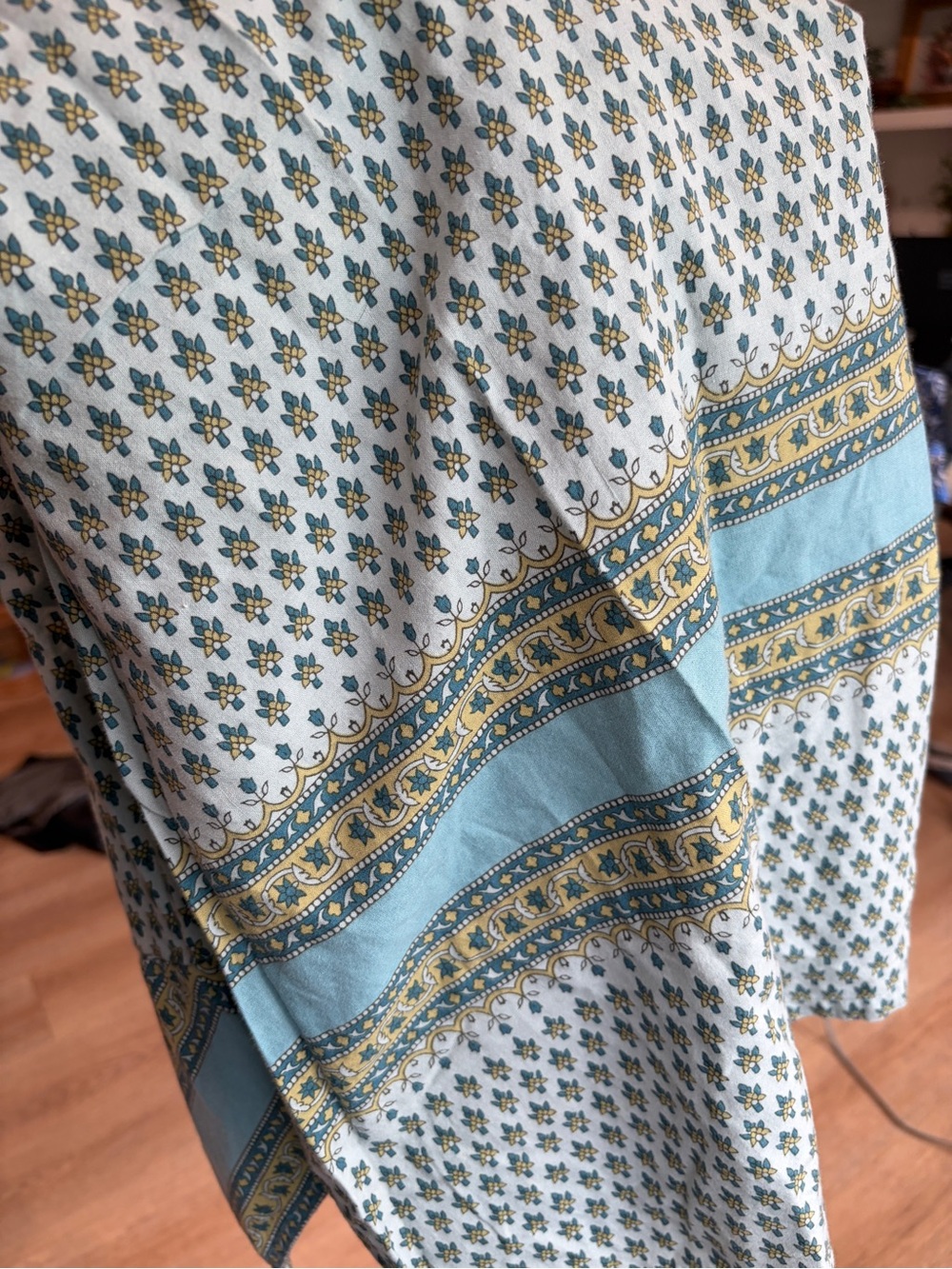 Vintage American Eagle Outfitters Cotton Blue Boho Floral Midi Dress Size 6 - Picture 9 of 9